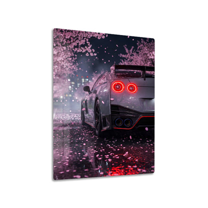 Nissan GT-R Nismo Blossoms metal poster on living room wall