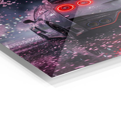 Nissan GT-R Nismo Blossoms metal wall art in a modern interior