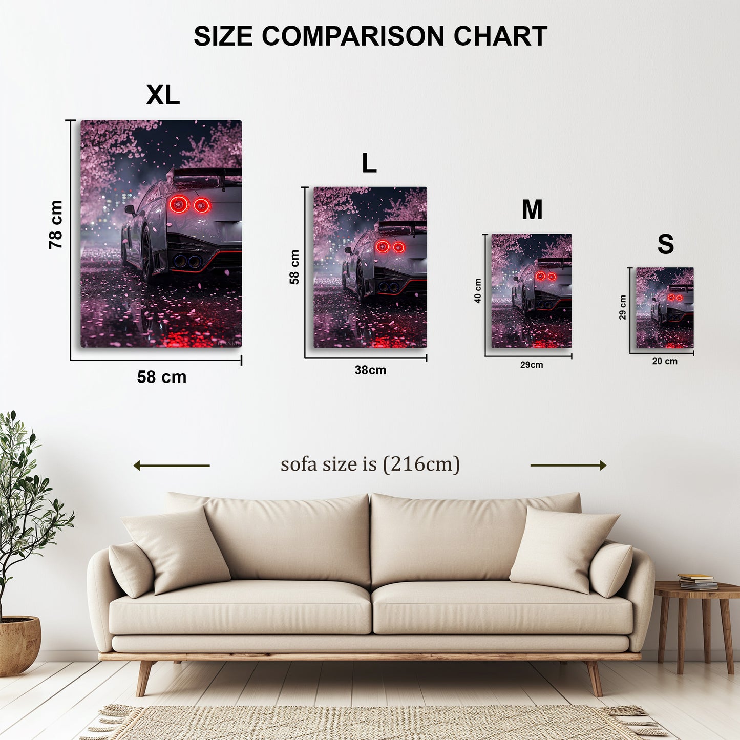 Nissan GT-R Nismo Blossoms metal wall art in styled room setting