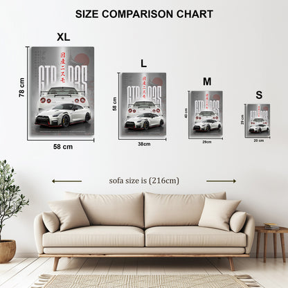 Nissan GT-R R35 Nismo metal wall art in styled room setting