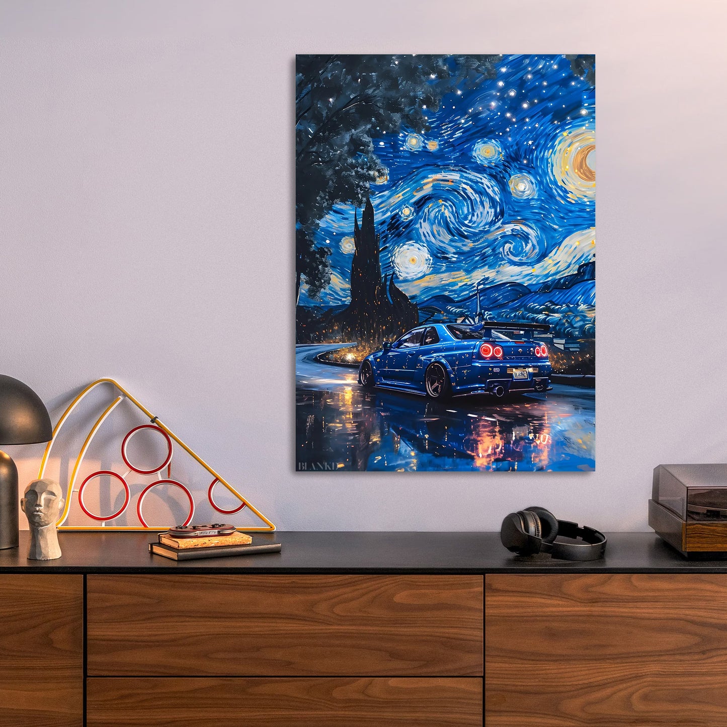 Nissan R34 Starry Night metal poster size comparison