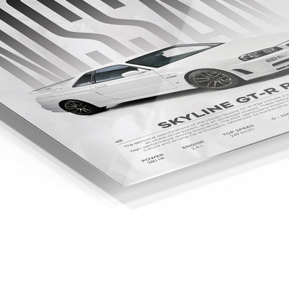 Nissan Skyline GT-R R34 metal wall art in a modern interior