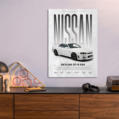 Nissan Skyline GT-R R34 metal poster size comparison