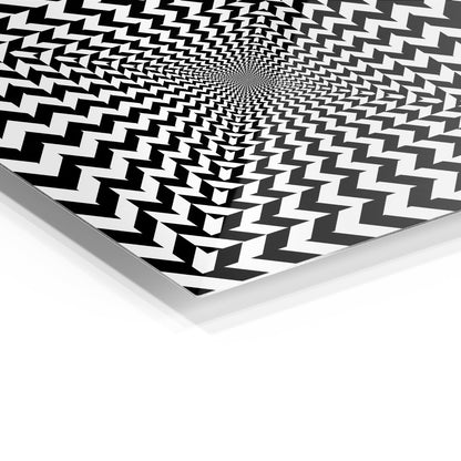 Optical Illusion Chevron metal wall art in a modern interior