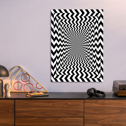 Optical Illusion Chevron metal poster size comparison
