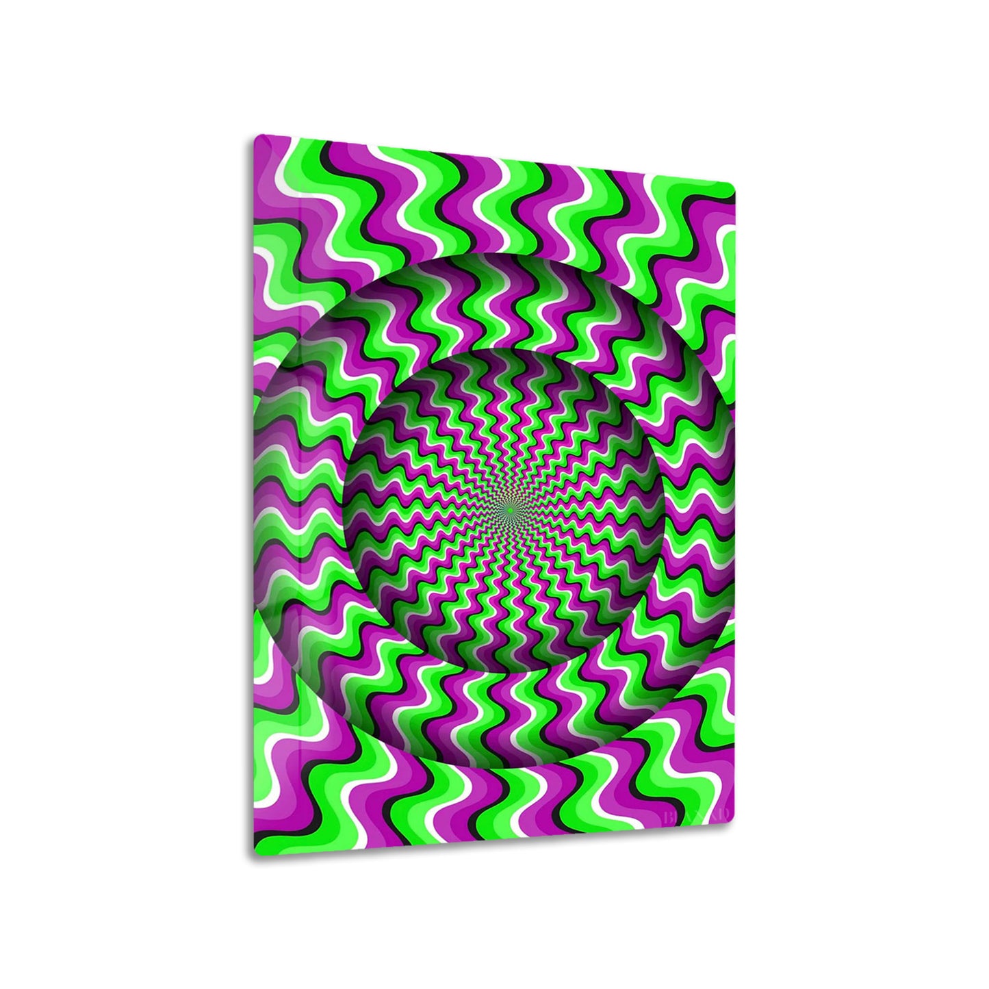 Optical Illusion Circles metal poster on living room wall