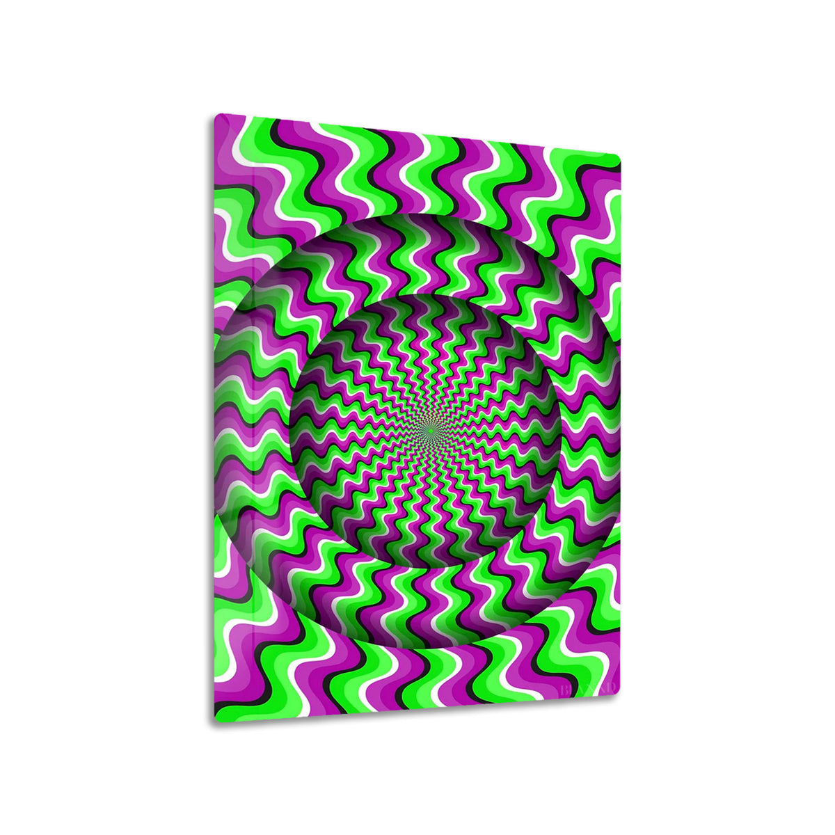 Optical Illusion Circles metal poster on living room wall