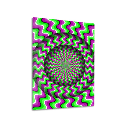 Optical Illusion Circles metal poster on living room wall