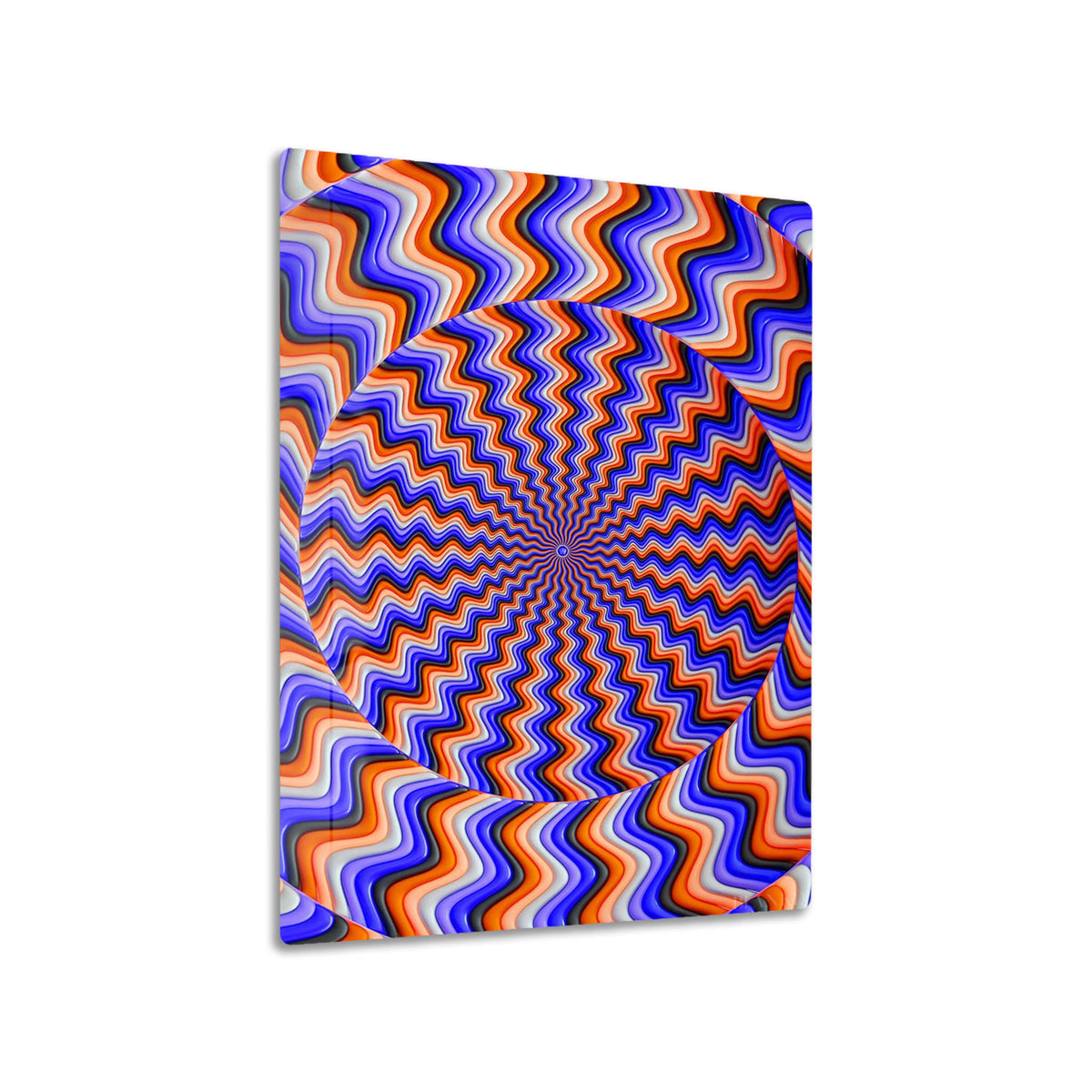 Optical Illusion Waves metal poster on living room wall