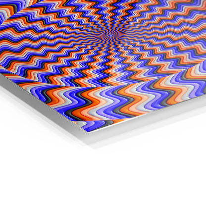 Optical Illusion Waves metal wall art in a modern interior