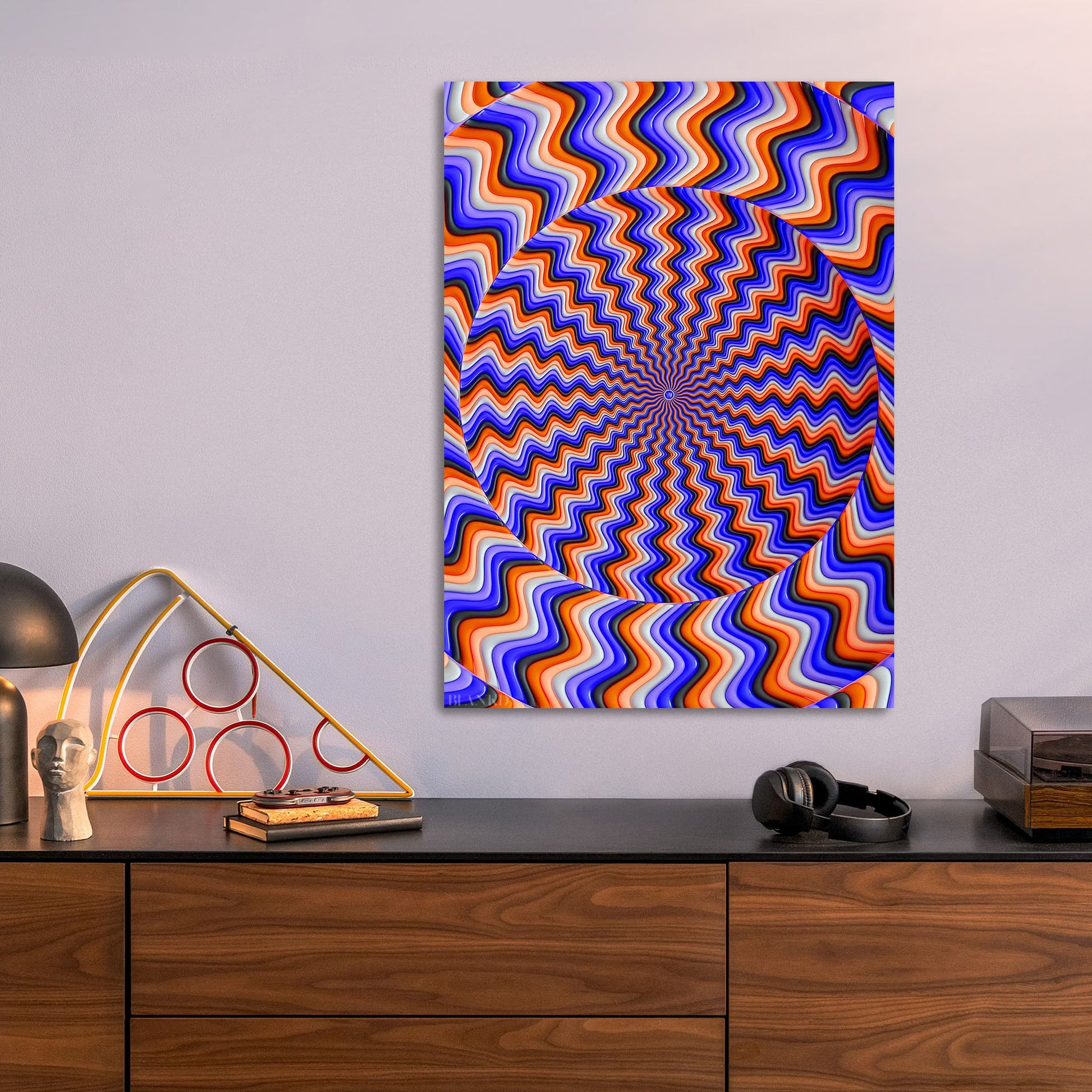 Optical Illusion Waves metal poster size comparison