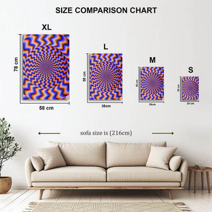 Optical Illusion Waves metal wall art in styled room setting