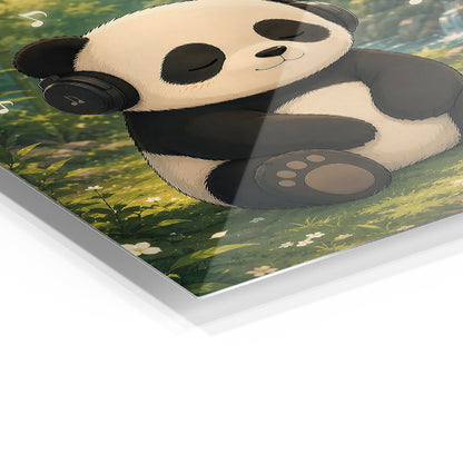 Panda Listening to Music in Nature