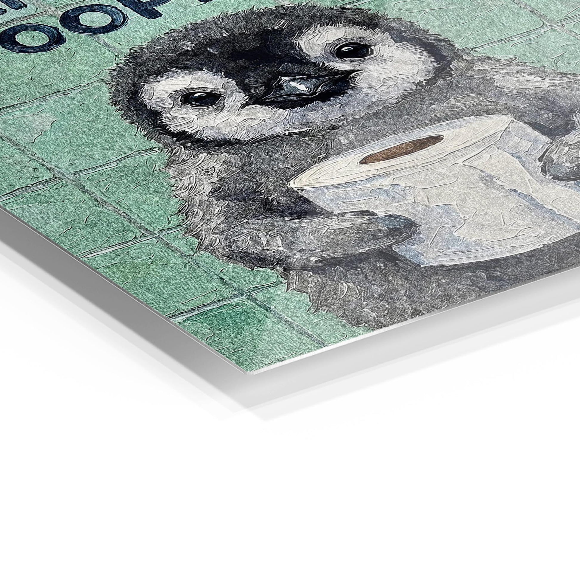 Penguin with Toilet Paper metal poster