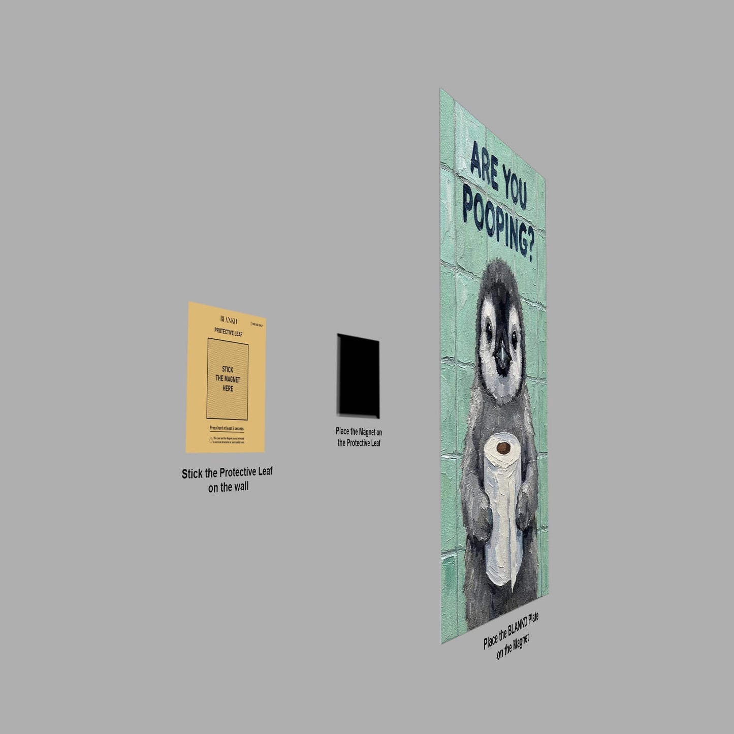 Penguin with Toilet Paper metal poster