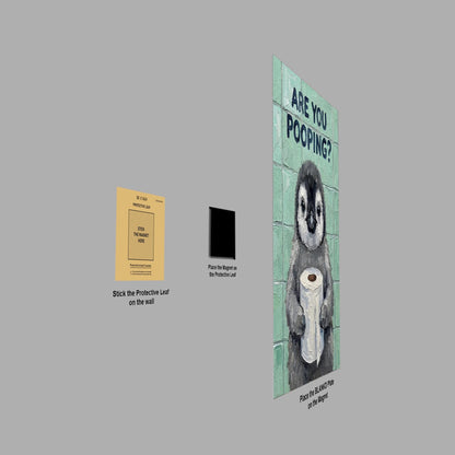 Penguin with Toilet Paper metal poster