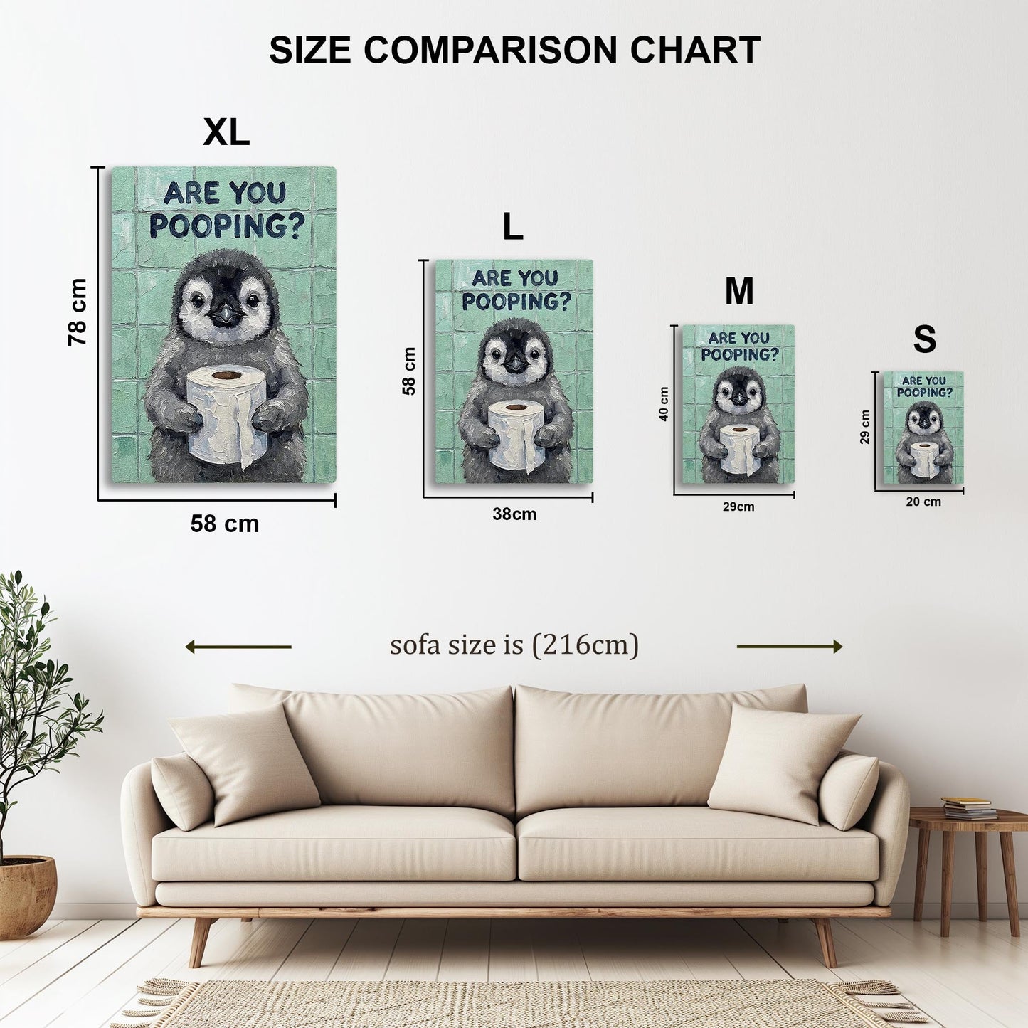 Penguin with Toilet Paper metal poster