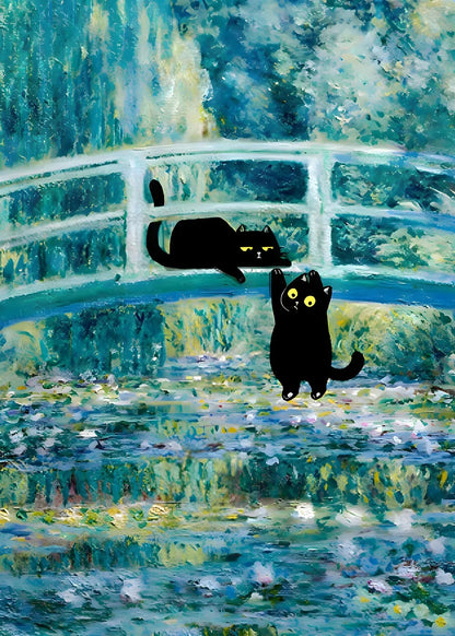 Waterlilies Cat metal poster artwork