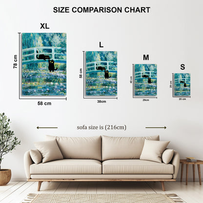 Waterlilies Cat metal wall art in styled room setting