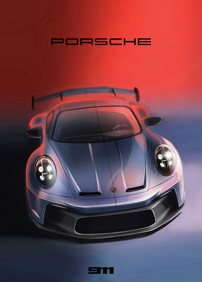 Porsche 911 metal poster artwork