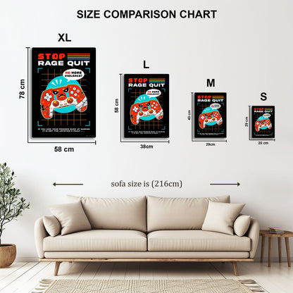 Rage Quit metal wall art in styled room setting