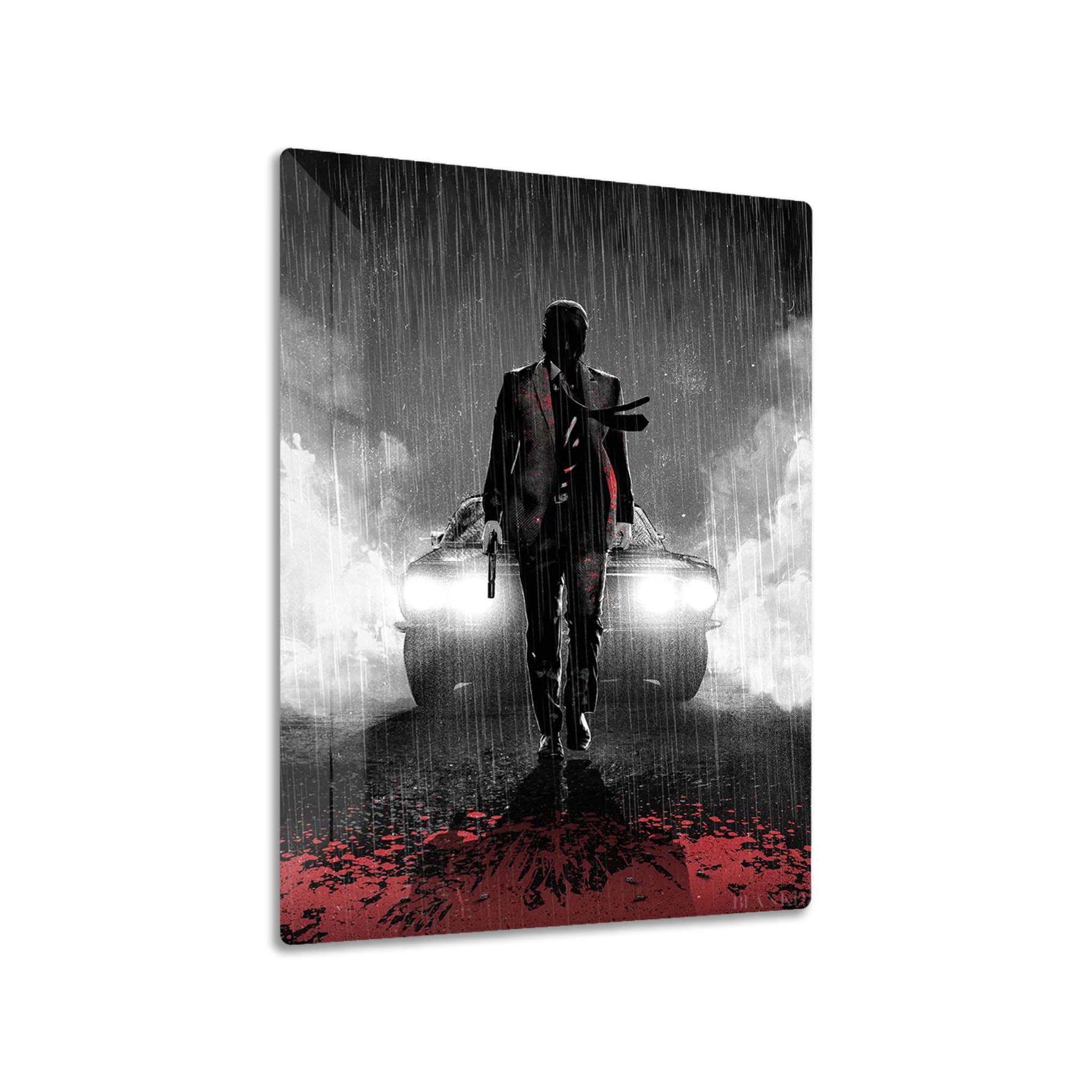 Rain Soaked Assassin metal poster