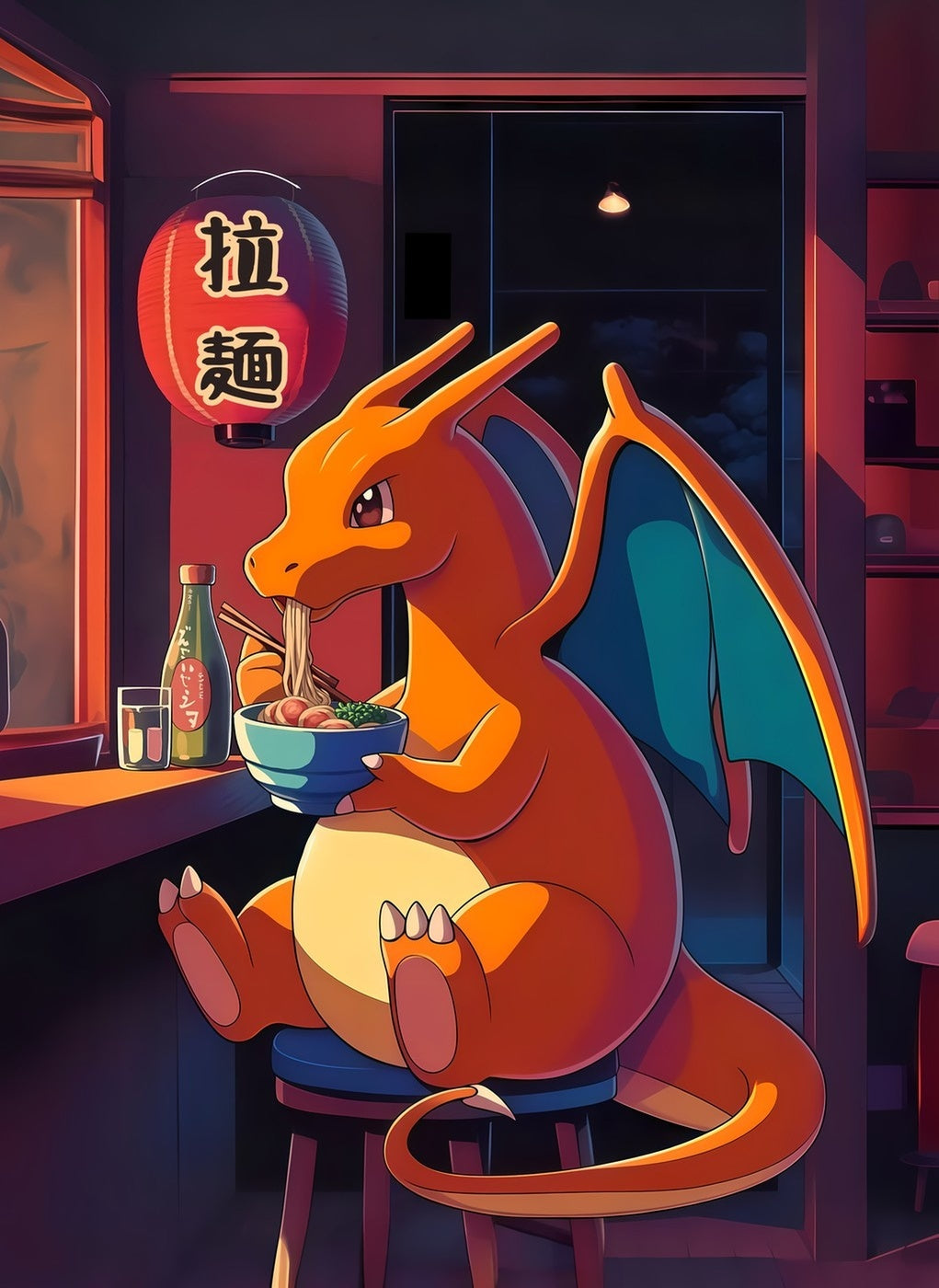 Charizard Ramen metal poster artwork