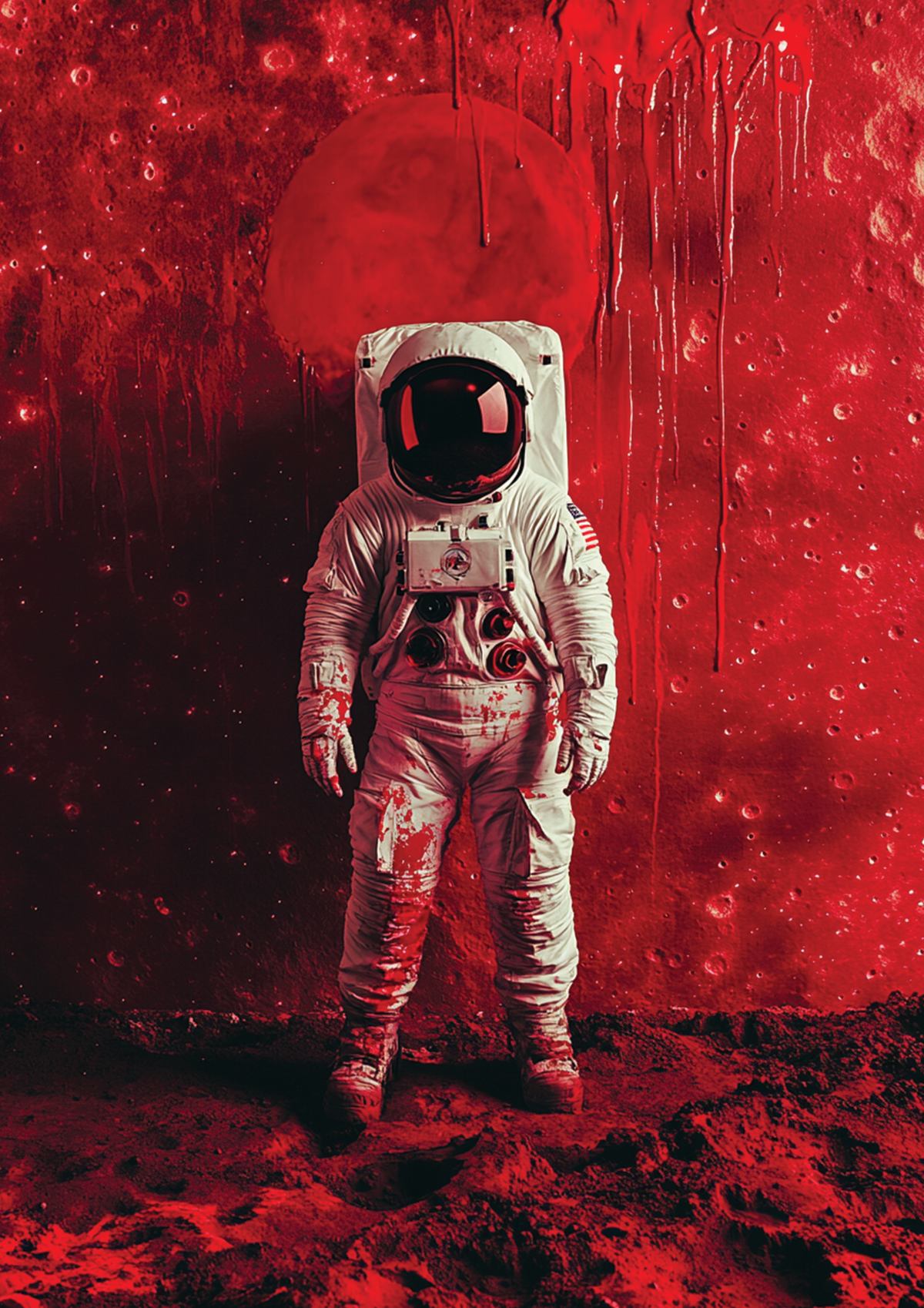 Red Astronaut metal poster artwork