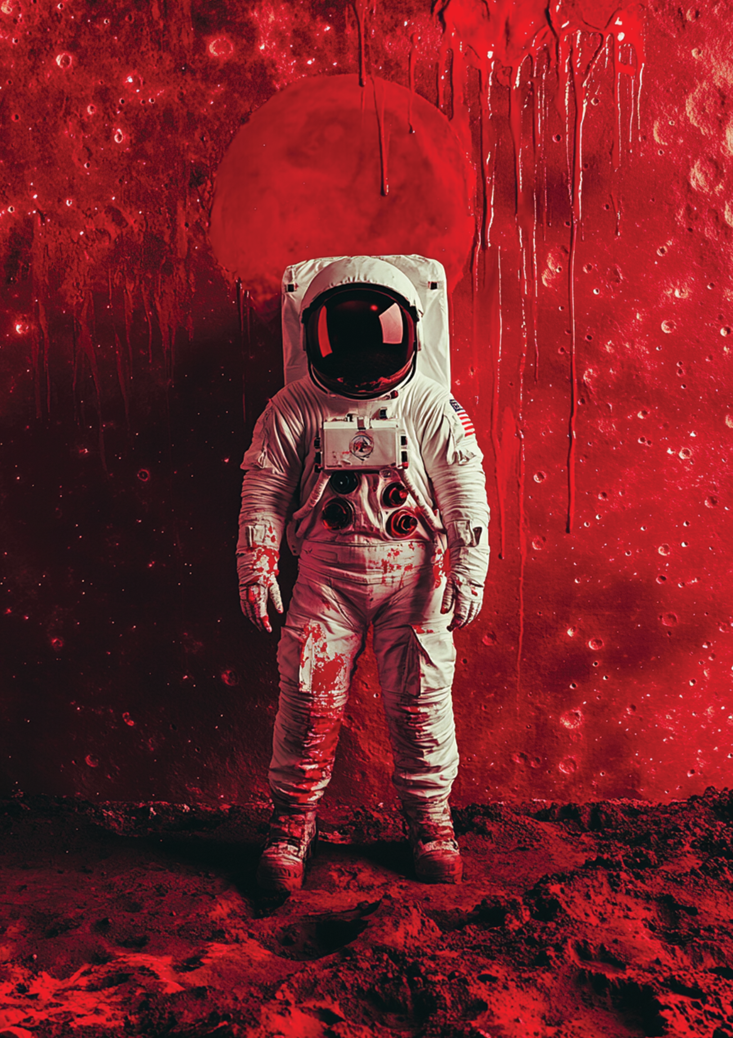 Red Astronaut metal poster artwork