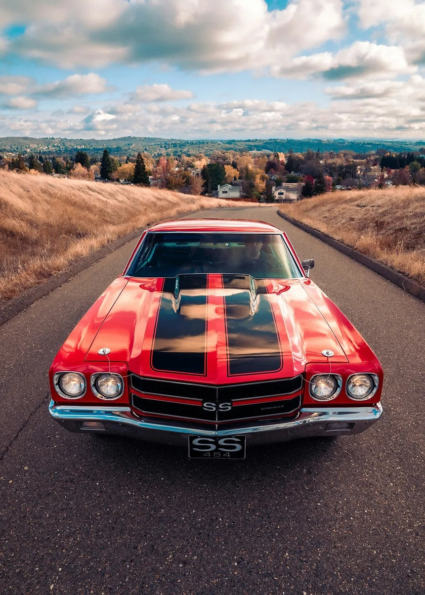 Red Chevrolet Chevelle SS 454 metal poster artwork