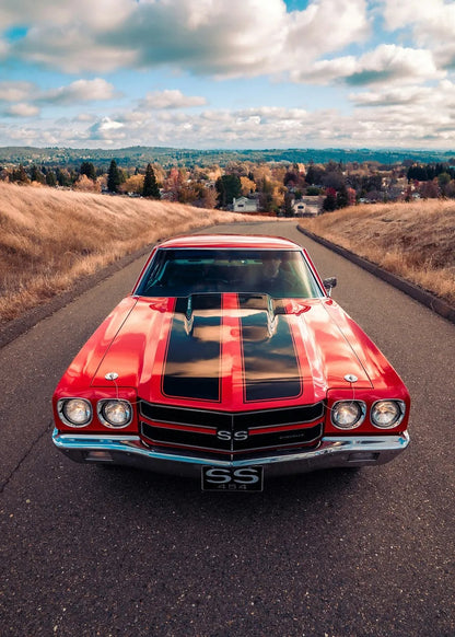 Red Chevrolet Chevelle SS 454 metal poster artwork