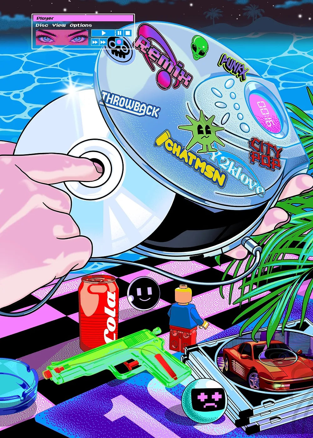 Y2K CD Player metal poster artwork