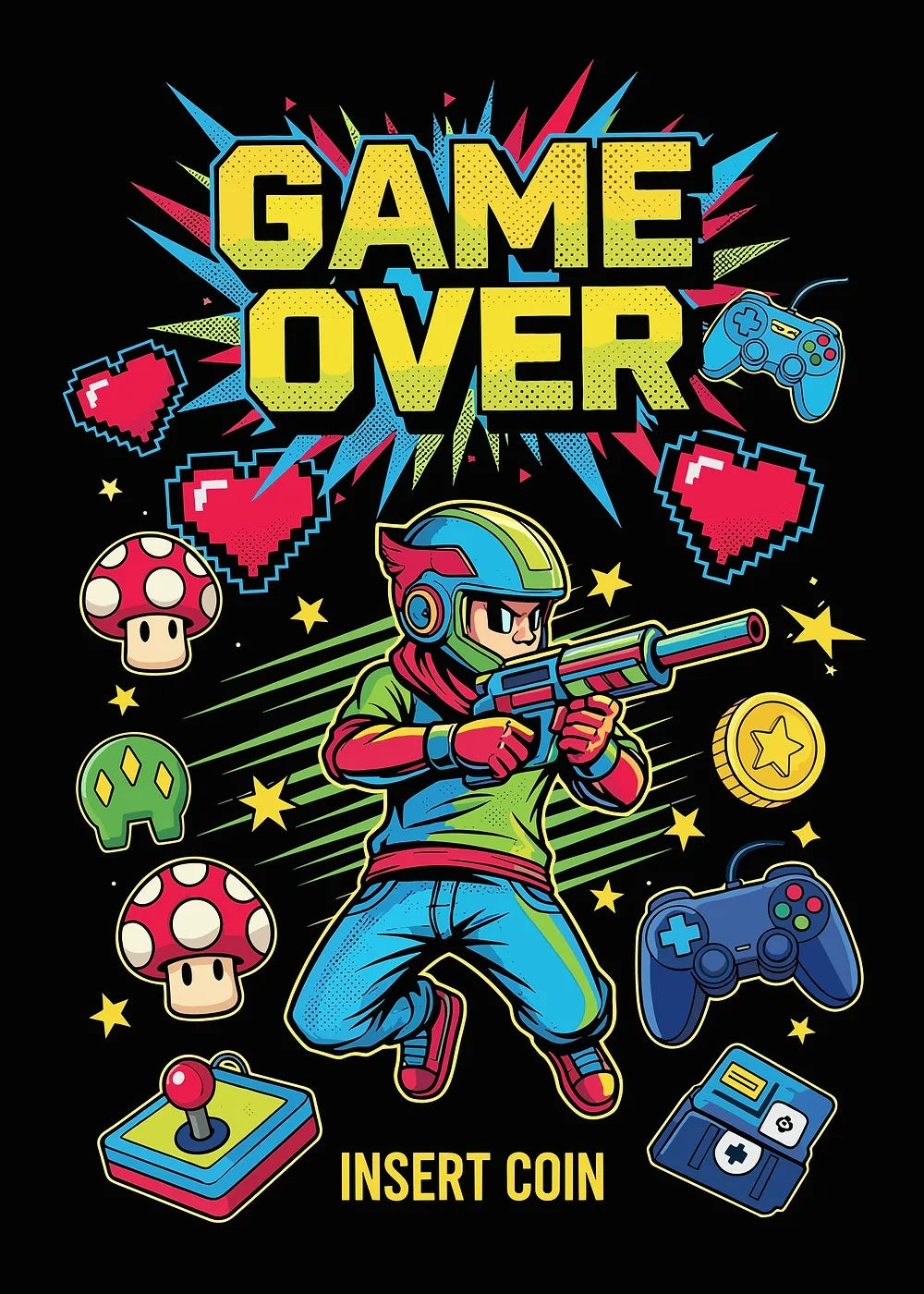 Retro Game Over metal poster artwork