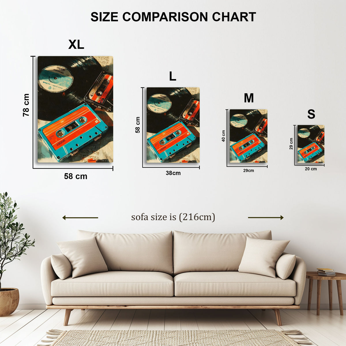 Retro Music Media metal wall art in styled room setting