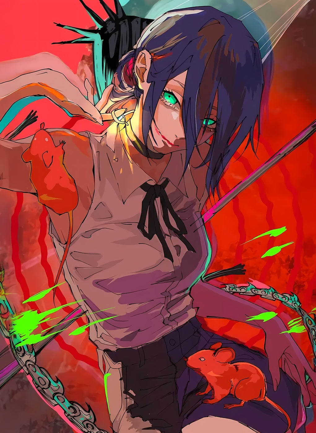 Reze Green Eyes metal poster artwork