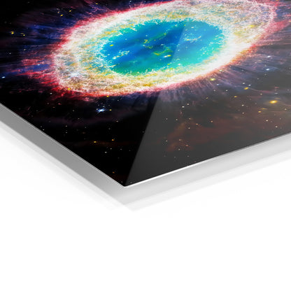 Ring Nebula metal wall art in a modern interior