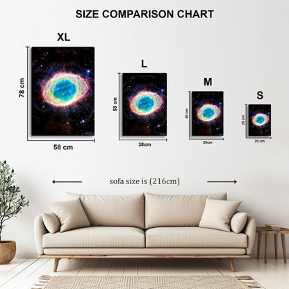 Ring Nebula metal wall art in styled room setting
