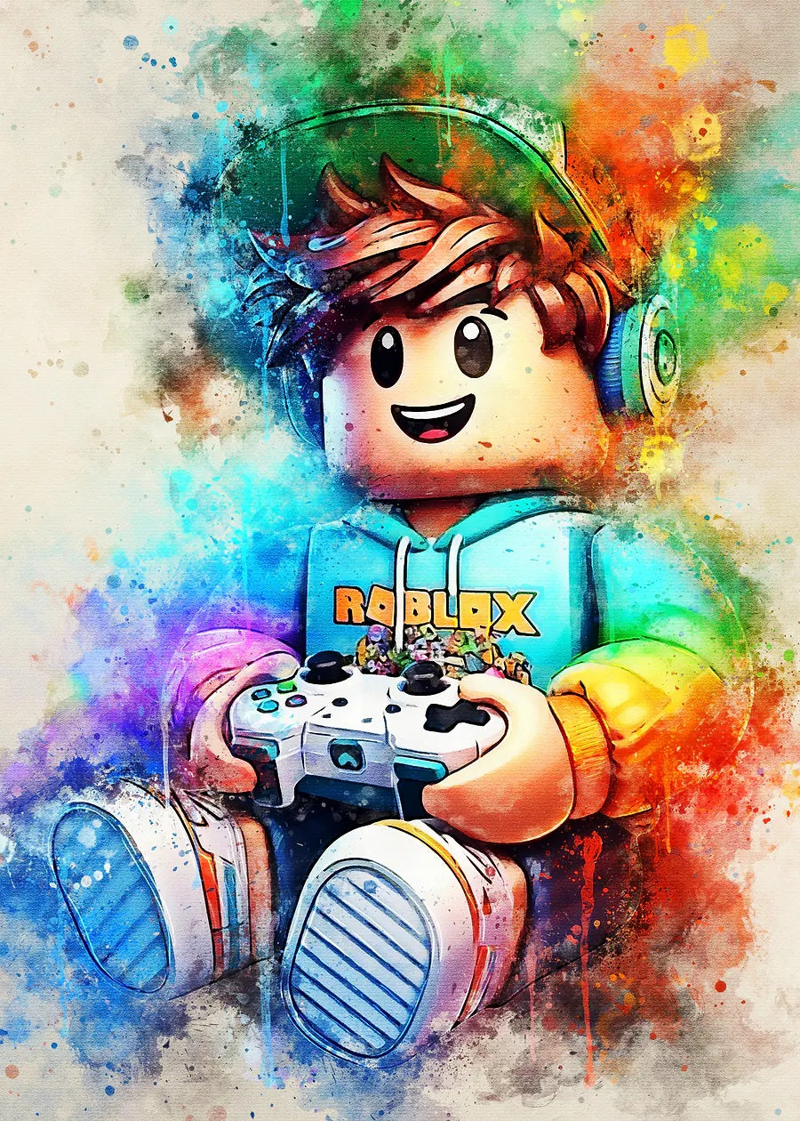 Roblox Gamer Watercolor Art metal poster artwork
