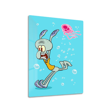 Running Away metal poster on living room wall