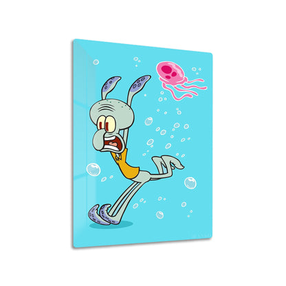 Running Away metal poster on living room wall