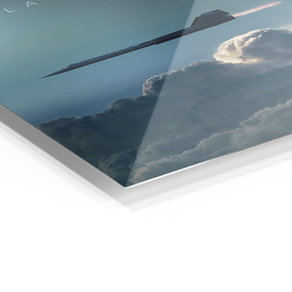 SR-71 Blackbird metal wall art in a modern interior