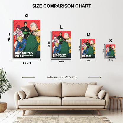 Sakamoto Days metal wall art in styled room setting