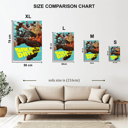 Sakamoto Days Cast metal wall art in styled room setting