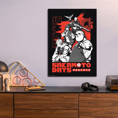 Sakamoto Days Hitmen metal poster size comparison