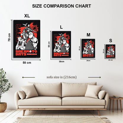 Sakamoto Days Hitmen metal wall art in styled room setting