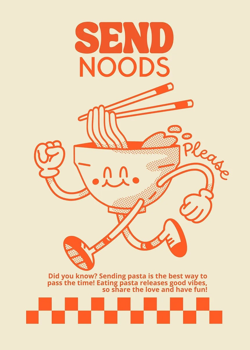 Send Noods Funny Ramen Bowl metal poster artwork