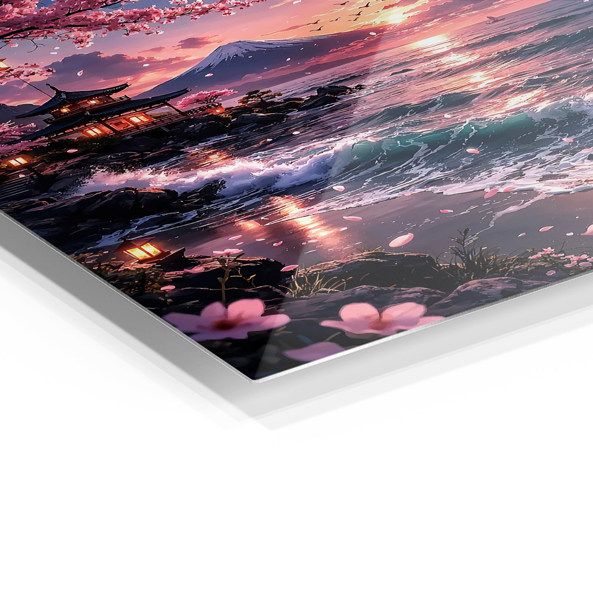 Japanese Sunset metal wall art in a modern interior