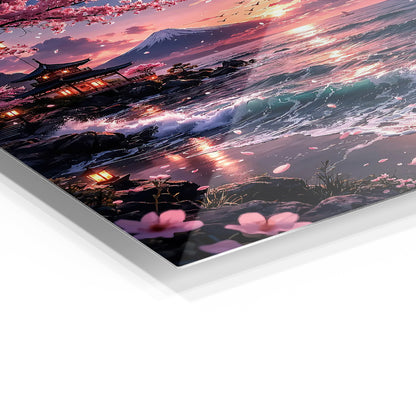 Japanese Sunset metal wall art in a modern interior