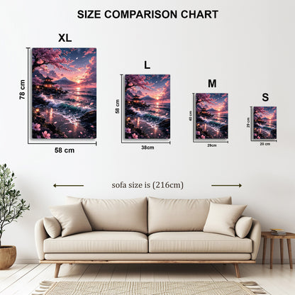 Japanese Sunset metal wall art in styled room setting