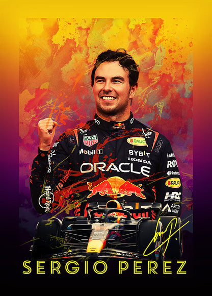 Sergio Perez metal poster artwork